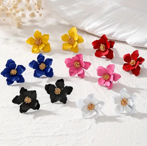 Arete flor rosa - Imagen 2