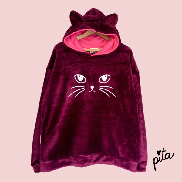 Maxipoleron Gato Orejitas Guinda