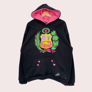 Maxipolerón Capucha escudo pastel negro