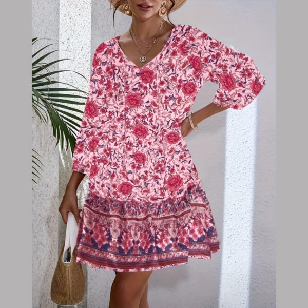 Vestido Flores Rosa-Rojo - Imagen 3