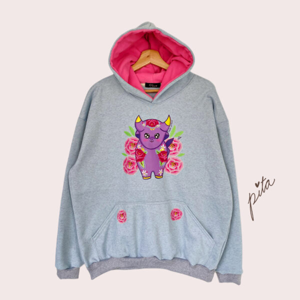 Maxipolerón Capucha Torito gris