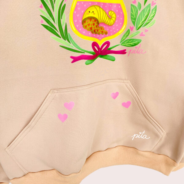 Maxipolerón Capucha escudo pastel beige - Imagen 2