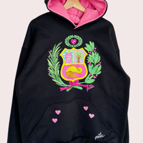 Maxipolerón Capucha escudo pastel negro - Imagen 2