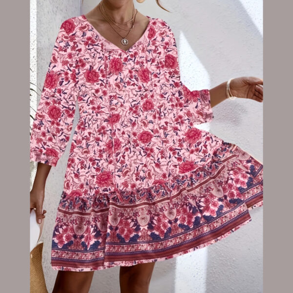 Vestido Flores Rosa-Rojo