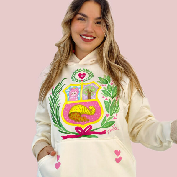 Maxipolerón Capucha Escudo pastel perla - Imagen 2