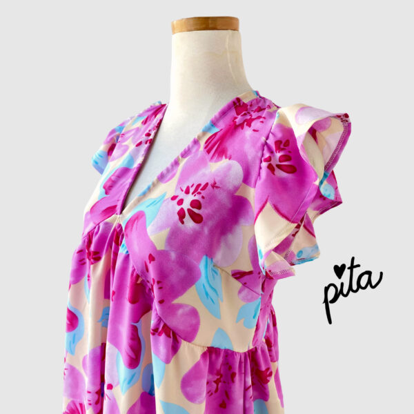 Vestido Minerva Fucsia Floreado - Imagen 2