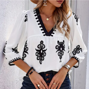 Blusa Marroquí blanco negro