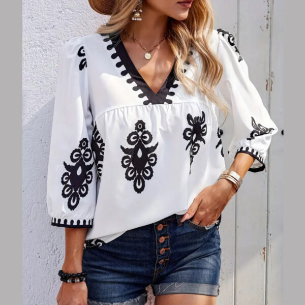 Blusa Marroquí blanco negro - Imagen 3