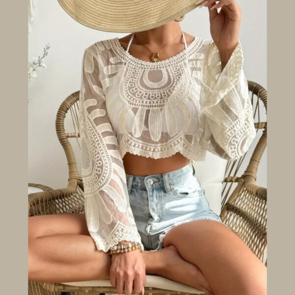 Blusa encaje brodery perla - Imagen 3