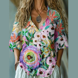Blusa Bolsillos floral