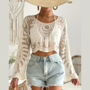 Blusa encaje brodery perla