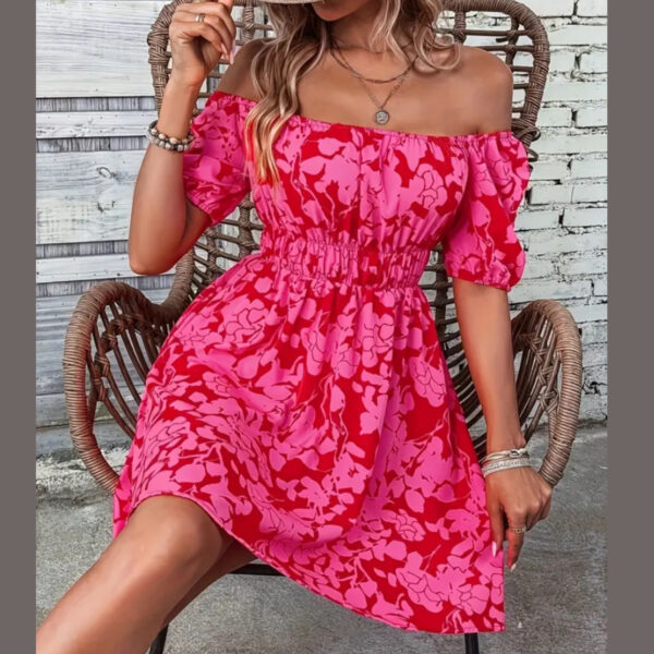 Vestido shoulder fucsia - Imagen 3