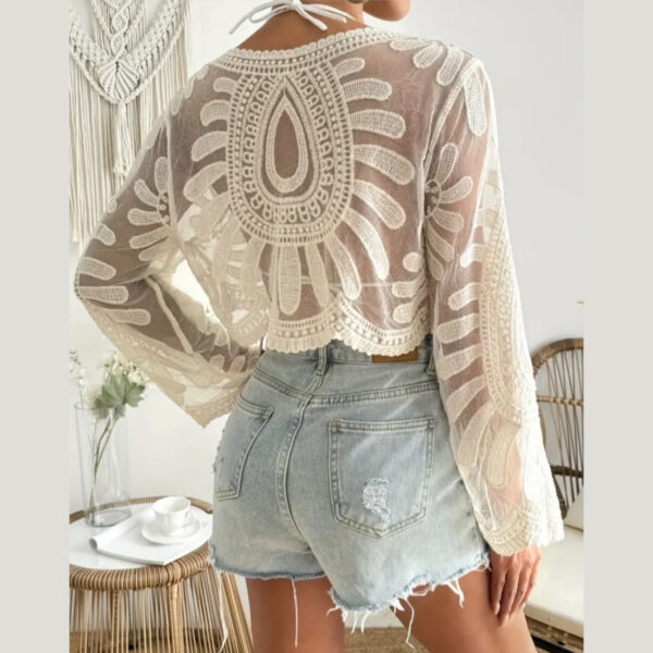 Blusa encaje brodery perla - Imagen 2
