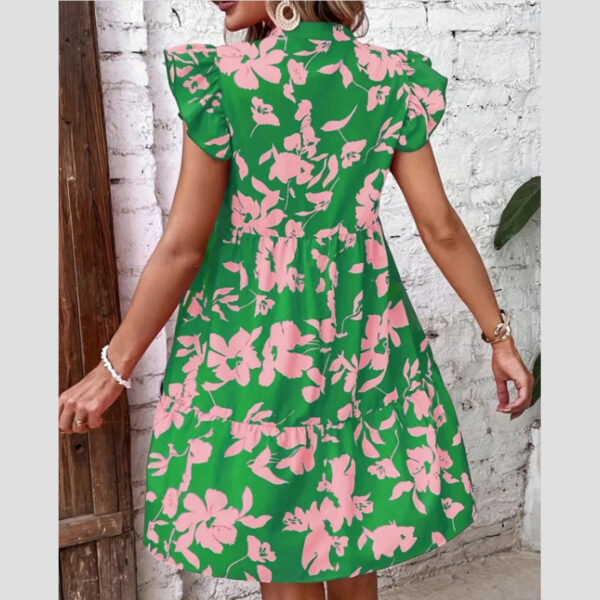Vestido floral verde rosa - Imagen 2