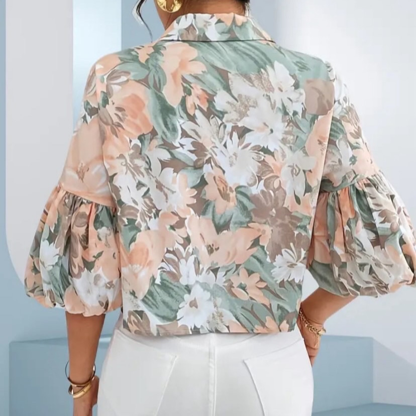 Blusa manga globo verde claro - Imagen 3