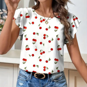 Blusa cereza cuello redondo