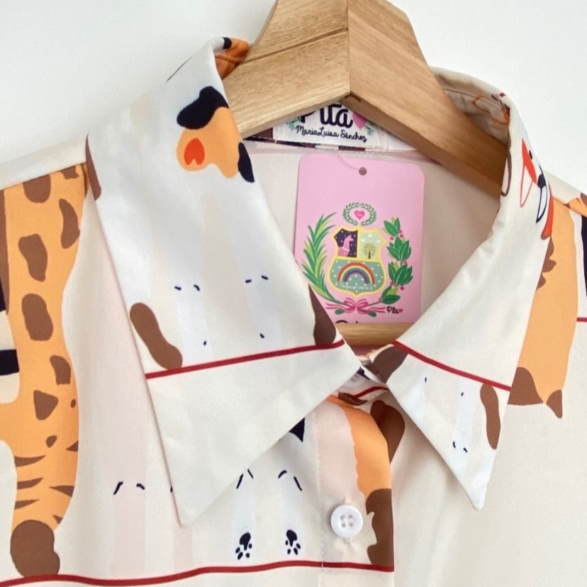 Blusa gatitos canela beige - Imagen 3