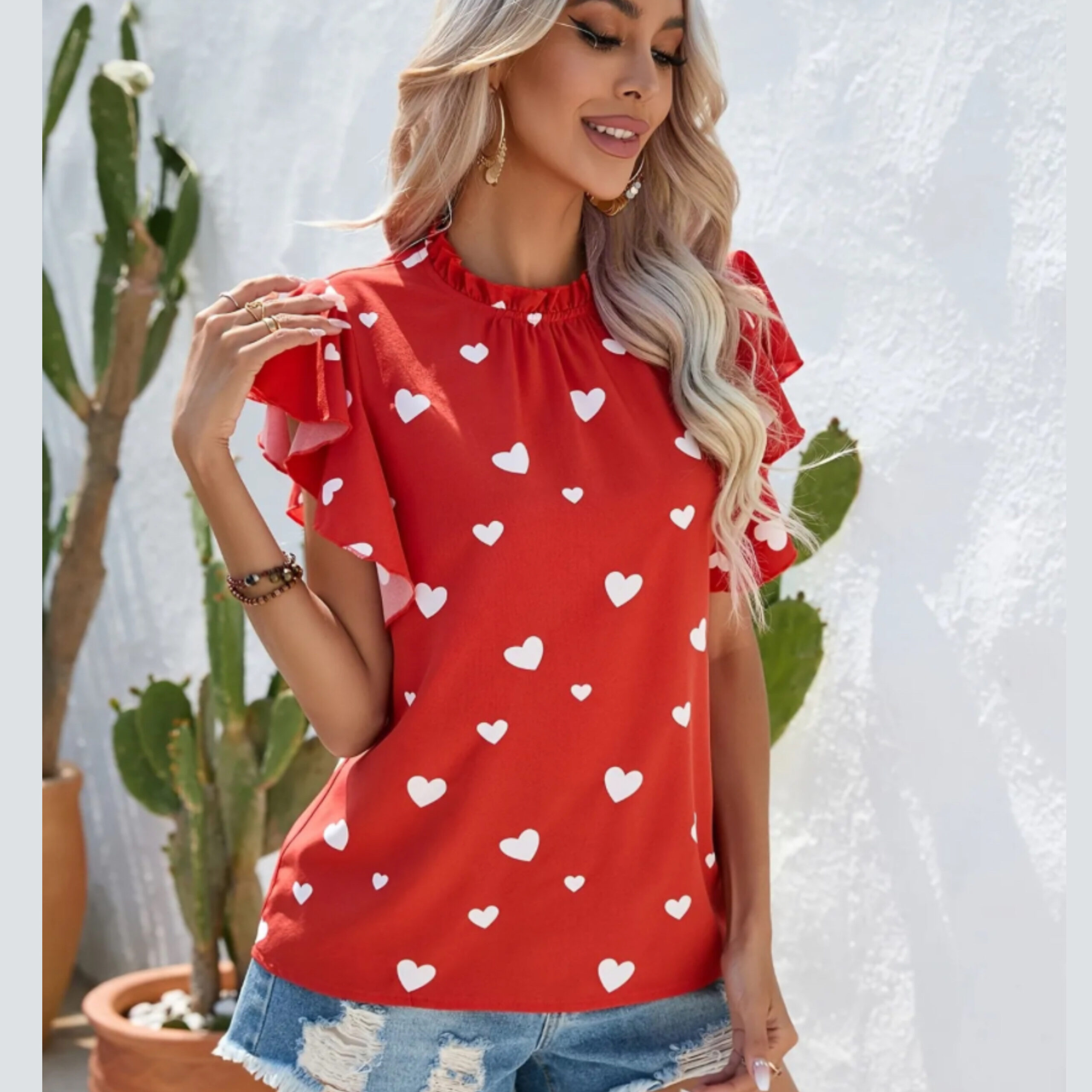 Blusa Dolly corazón rojo - Imagen 2
