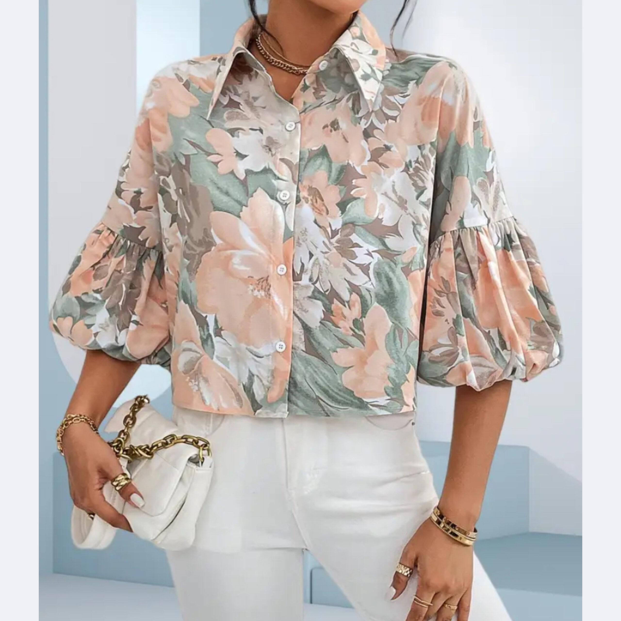 Blusa manga globo verde claro