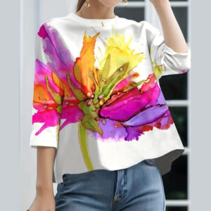 Blusa flor neón blanca